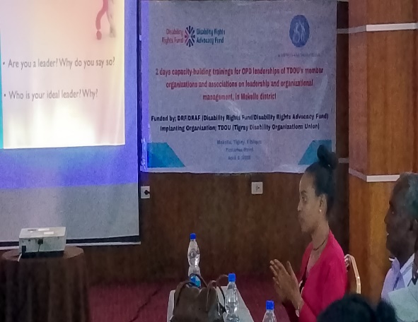 Participants attend a TDOU capacity-building training session for member OPD leaders in Mekelle.